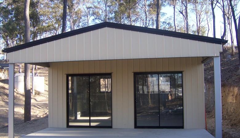 Garaport Shed with Two Glass Sliding Doors Brisbane