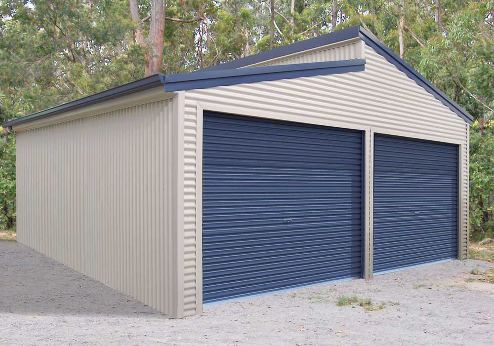 Double Garage with Skillion Roof, Brisbane : Sheds Galore